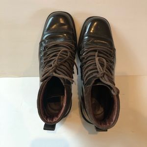 GUCCI leather printer combat boots